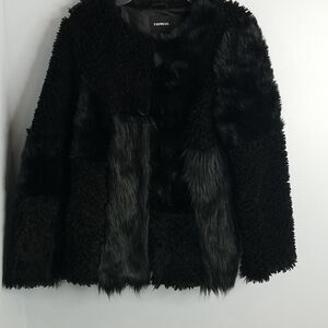 Express Black Faux Fur Coat Medium